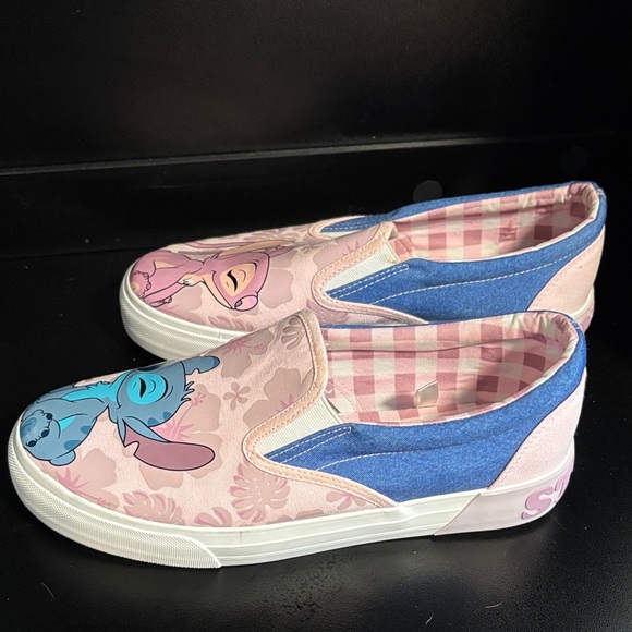 Stitch and Angel Pink and Blue Slip-On Sneakers - Picture 6 of 6
